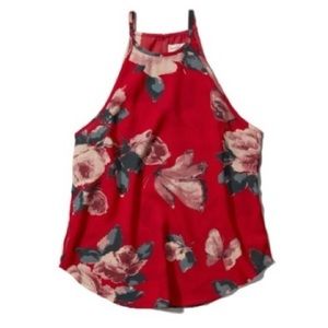 Red floral Abercrombie high neck tank